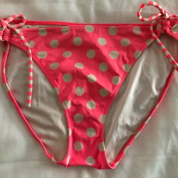Victoria's Secret Hot Pink Polka Dot Tie-Side Swim Bottom - Picture 2 of 5